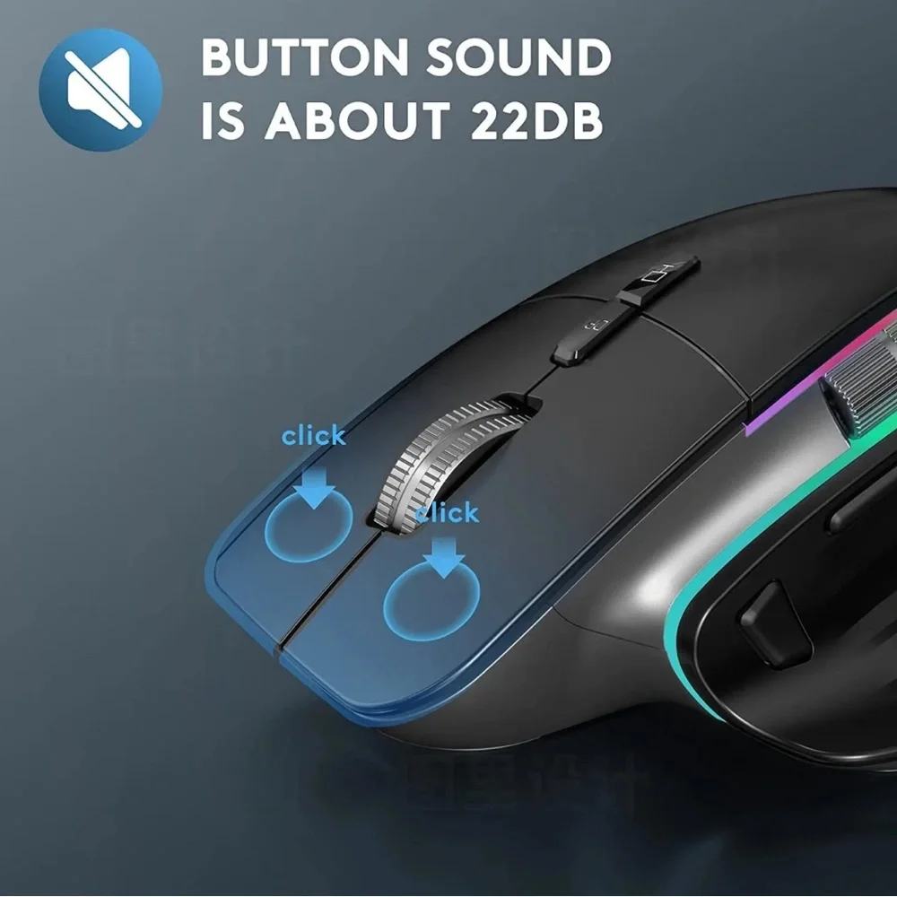 LED Wireless Mouse Ergonomic Silence Click Rechargeable 4000 DPI 9Multi Buttons